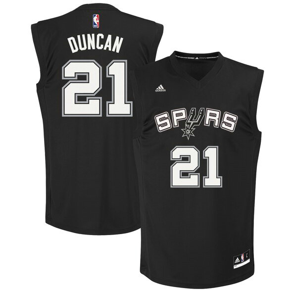 Camiseta Tim Duncan 21 San Antonio Spurs adidas Negro Hombre